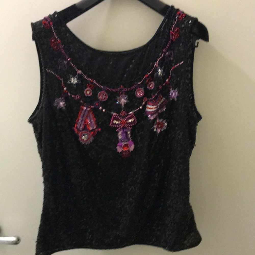 Black sequin Escada top